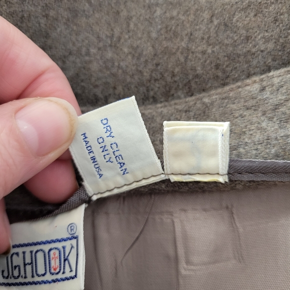 Vintage J G Hook Wool A-line lined Btn Frnt Skirt with Back Split Brown Size 12 - Picture 8 of 9